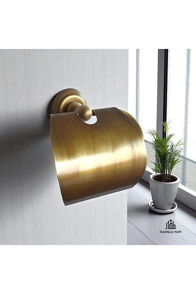 İSAOĞLU YAPI حامل ورق ذهبي عتيق، تصميم كلاسيكي، حامل ورق تواليت موديل عتيق، ذهبي عتيق