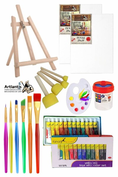 Artlantis Мини статив 25x35, платно от 2 части, фен арт, 12 цвята маслени бои...