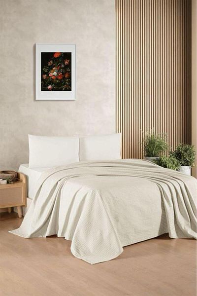 Kristal Bamboo Elastic Sheet Double Pique Set Cream