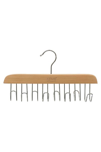 Five Simply Smart High Quality Wooden and Metal Belt Hanger Beige and Silver