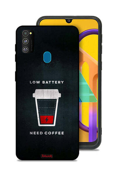 Tolwak غطاء حماية لهاتف Samsung Galaxy M30s - بطارية منخفضة - يحتاج إلى قهوة