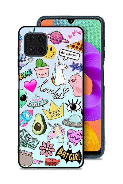 Tolwak Samsung Galaxy M22 Protective Case Cover Lovely Stickers