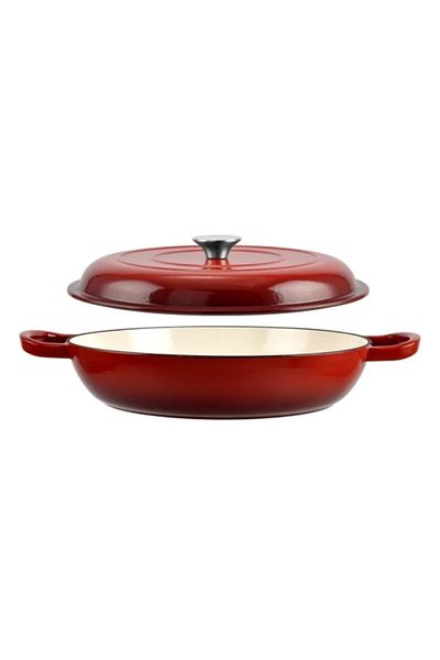 Perfect Home Enameled Cast Iron Saucepan With Lid 27 Cm – 10133, Red, Ideal For Roasting In The Oven