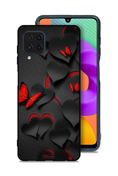 Tolwak Samsung Galaxy M22 Protective Case Cover Hearts And Butterflies Pattern