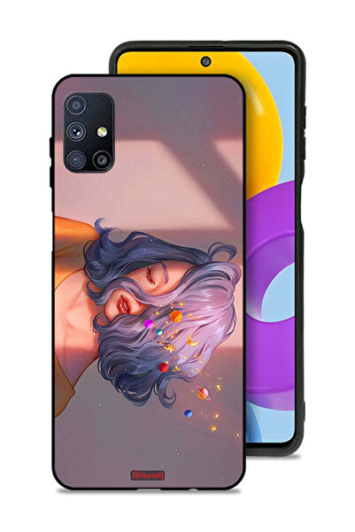 Tolwak Samsung Galaxy M51 Protective Case Cover Girl And Space Art