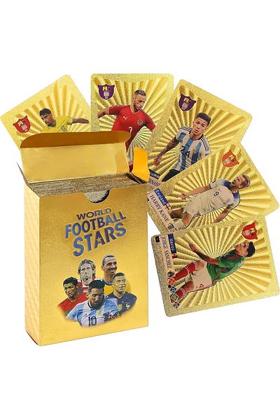 Toybox بطاقات لعب نجوم كرة القدم الذهبية للأطفال والكبار، 55 بطاقة