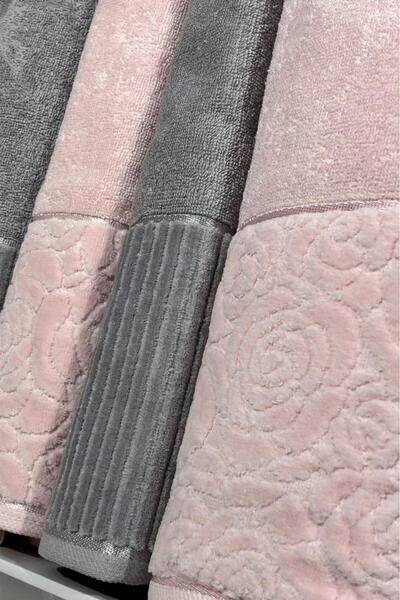 Çeyiz Diyarı Sevgi Bath Set 4 Pieces Gray - Powder