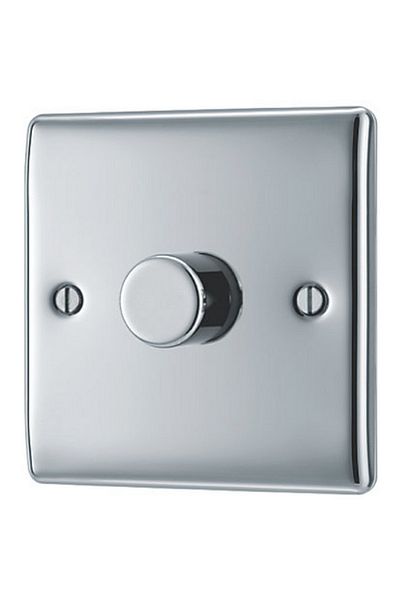 BG British General 400W 1-Gang 2-Way Push On/Off Dimmer Switch Polished