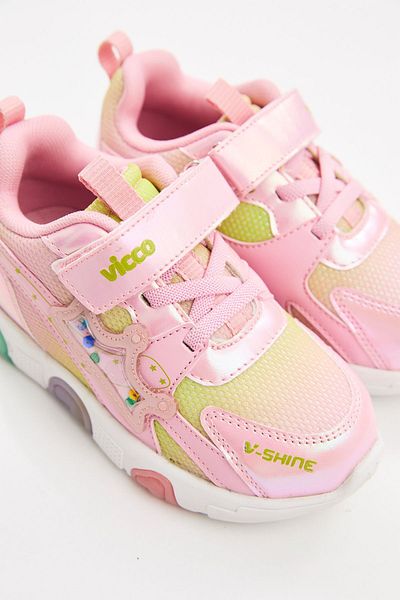 Vicco Queen Girl's Glittery Velcro Lighted Lightweight Casual Sports Shoes