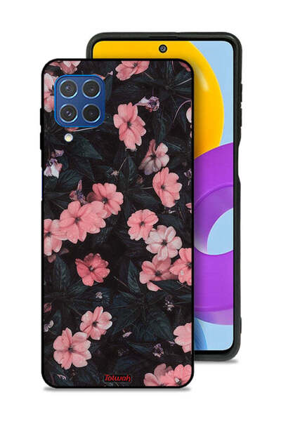 Tolwak غطاء حماية لهاتف سامسونج جالاكسي F62 - لون الخوخ والورود الصغيرة