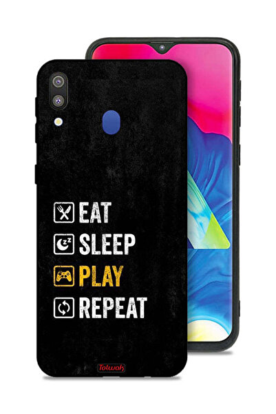 Tolwak غطاء حماية لهاتف Samsung Galaxy M20، تناول الطعام، النوم، اللعب، التكرار