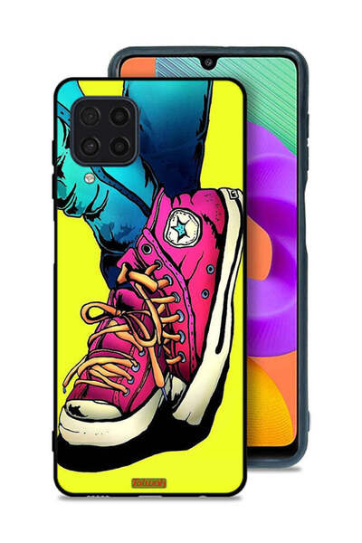 Tolwak Samsung Galaxy M32 4G Protective Case Cover Canva Shoes Art