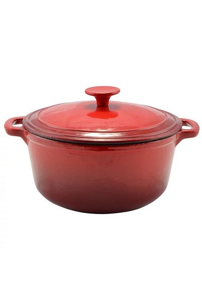 Perfect Home Enameled Cast Iron Pot With Lid 26 Cm, 5.2l – 10566, Red, Ideal For Roast And Bread