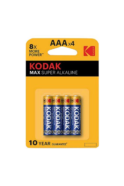 Kodak 4-Piece Max Long Lasting Super Alkaline AAA Pencil Battery Blue and Yellow