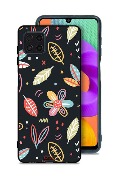 Tolwak Samsung Galaxy M22 Protective Case Cover Flowers And Leaves Abstract Art