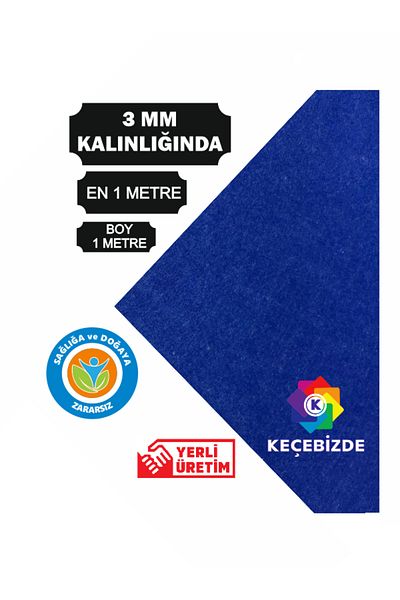 KeçeBizde Sax Blue Thick Felt 3 mm Thickness 1 Meter