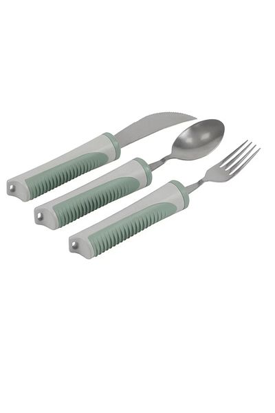 OEM Set of 3 cutlery for seniors, plastic, stainless steel, multicolor