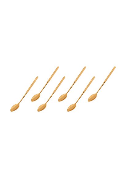Dania 6-piece golden tea spoon set with stand