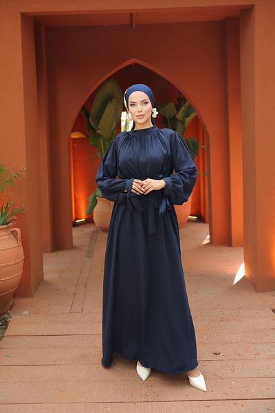Nissra Ankanoor Gathered Collar Ribbon Dress Anka251702