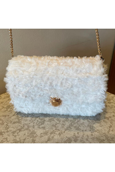 ELİŞİ MODA Faux Fur Rope Hand Knitted Bag, Shoulder Bag with Strap, Bag for Special Occasions.