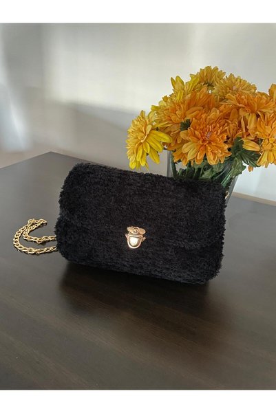 ELİŞİ MODA Faux Fur Rope Hand Knitted Bag, Shoulder Bag with Strap, Bag for Special Occasions.