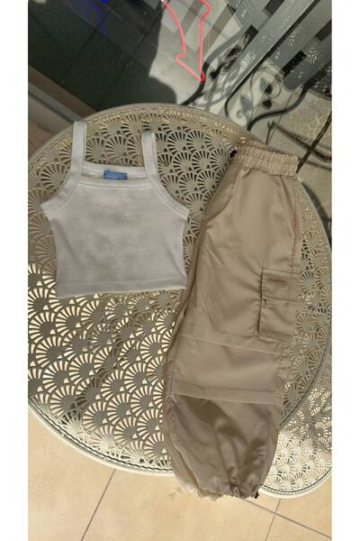 Karan Kids Girl's Crop and Parachute Fabric Pants Bottom Top Set