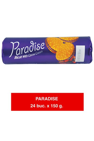 Paradise – Biscuiți cu Cremă de Cacao – 150g x 24 | Umplutură Bogată și Gust Intens