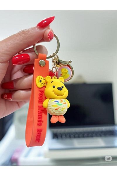 EFAYNU Cute Yellow Teddy Bear Keychain – Orange Figured Bag Accessory