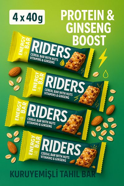 Rider Ginseng Vitamin & Protein Energy Bar Rooted Energy Quad 4 X 40 Gr