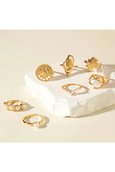 MURASSA BUTİK Hint Tarzı İstiridye Yüzük Seti