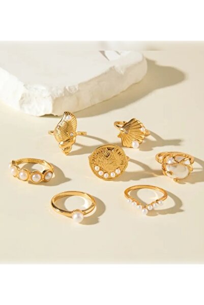 MURASSA BUTİK Hint Tarzı İstiridye Yüzük Seti