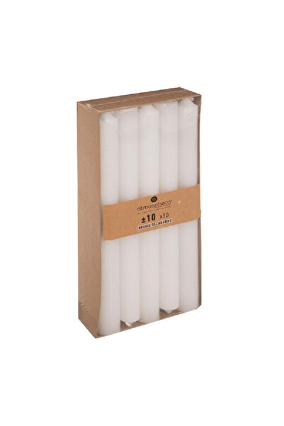 Atmosphera مجموعة شموع عشاء بدون عطر، مكونة من 10 قطع، لون أبيض، 74 جم