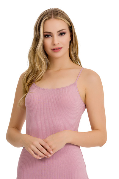 vory Γυναικείο μπλουζάκι Dusty Rose με λεπτό λουράκι από μαλακό βισκόζη μονόχρωμο μπλουζάκι Vr.l22.21.221.y01