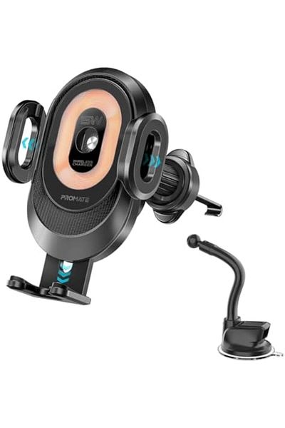 Promate Wireless Car Charger, 15W Auto-Clamping Qi Alignment Sensor Dashboard/Air Vent Car Charger M