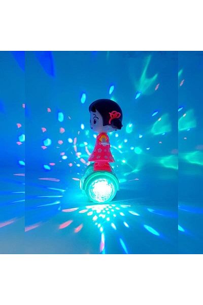 Toybox لعبة دمية راقصة عصرية مع أضواء LED وموسيقى ودوران 360 درجة وفستان زهري وردي