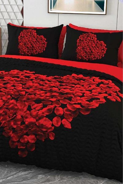 Çeyiz Diyarı Set de lenjerie de pat dublu Ahsen Micro Satin 3D imprimat digital Four Seasons