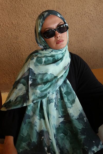 Tesettür Diyarı Watercolor Abstract Pattern Bamboo Shawl