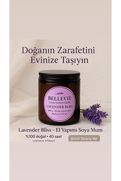 Bellevie candles kavanoz mum lavanta kokulu