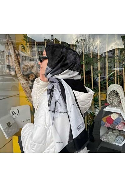 PİRAMİT Cotton Shal Black White 7487-914