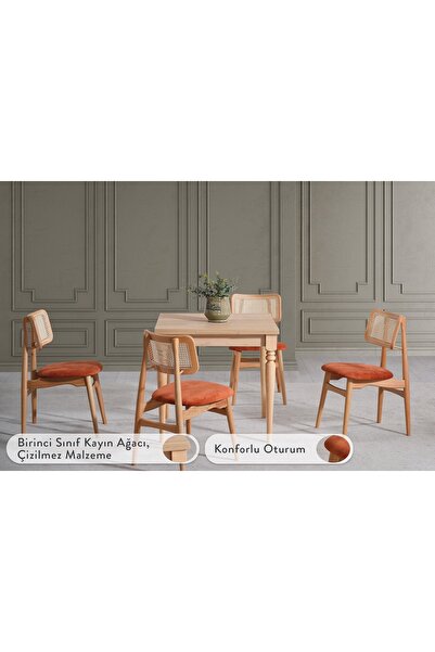 Vivense VERA ÇİZİLMEZ AÇILIR MASA TAKIMI, MEŞE, 80X80