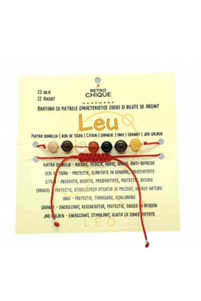 byRetroChique Bratara zodia leu cu pietre semipretioase si bulute de argint