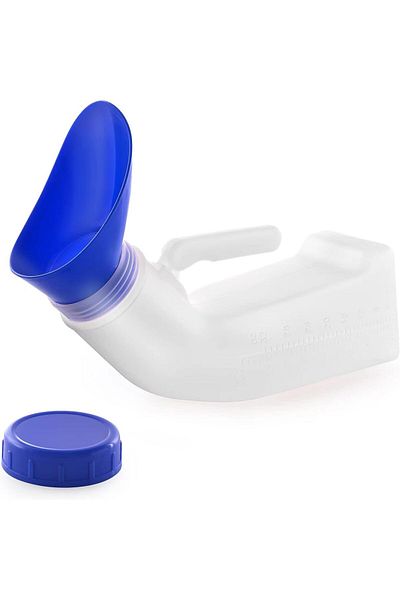 EUROMED Men / Women Urinals, Portable Pee Cup with Screw Cap Lid and Funnel