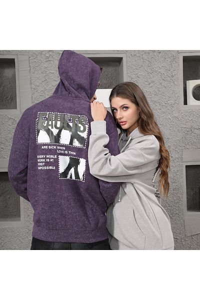 ALANAQA Unisex Oversized Hoodie with Back Print Pullover