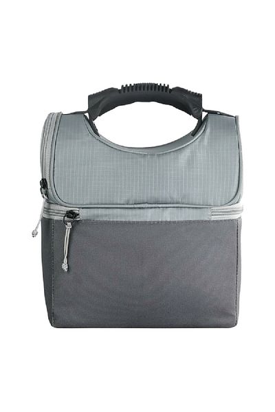 IGLOO Dual Compartment Antimicrobial Gripper Cooler Bag with Zipper Closure Grey 3.19 Liter