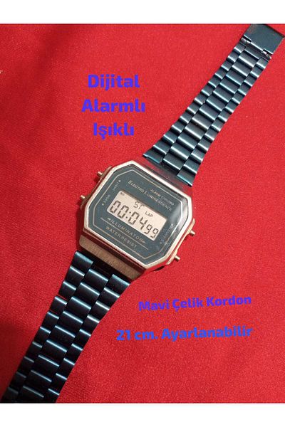 Brality Blue Color Retro Model Women Men - Digital Wristwatch - Alarm Light Functions 0016