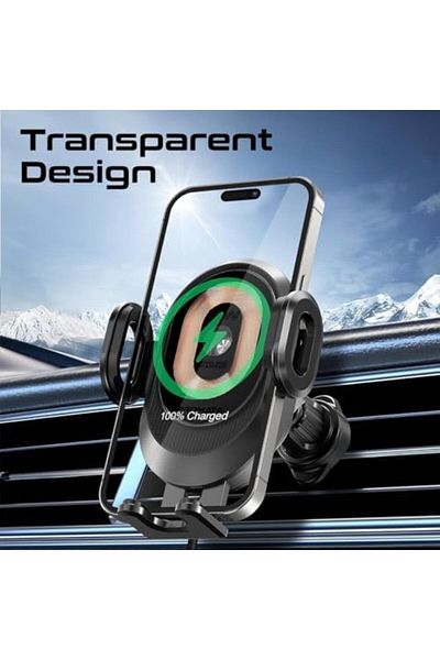 Promate Wireless Car Charger, 15W Auto-Clamping Qi Alignment Sensor Dashboard/Air Vent Car Charger M