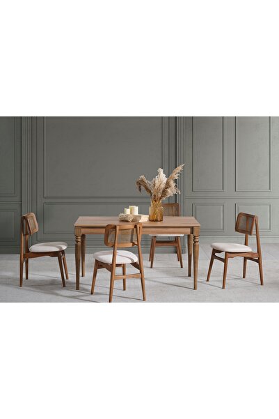 Vivense VERA ÇİZİLMEZ MASA TAKIMI, CEVİZ, 120X80