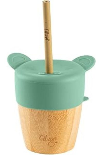 Karachil Citro Citro 2 in 1 Orgaik Bamboo Drinking Cup with Lid and Straw - Gree 1073629