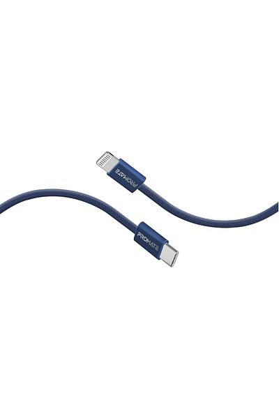 Promate كابل USB-C™ إلى Lightning، توصيل طاقة فائق السرعة بقوة 27 واط، مزامنة بيانات بسرعة 480 ميجابت في الثانية، تصميم فائق النحافة
