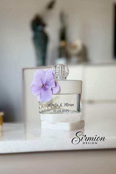 Sirmion Dikdörtgen Cam Şişe İnci Detaylı Kolonya Söz, Nişan, Nikah, Kına, Düğ...